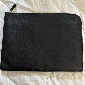 Black Leather coach tablet case
